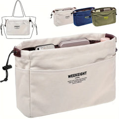 1/2pcs Drawstring Canvas Storage Organizers Multi-Pockets Liner Bag Lightweight Portable Travel Storage Bag